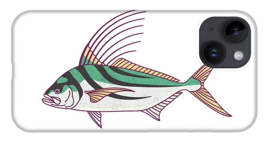 Roosterfsh iPhone 14 Case featuring the digital art Roosterfish by Kevin Putman
