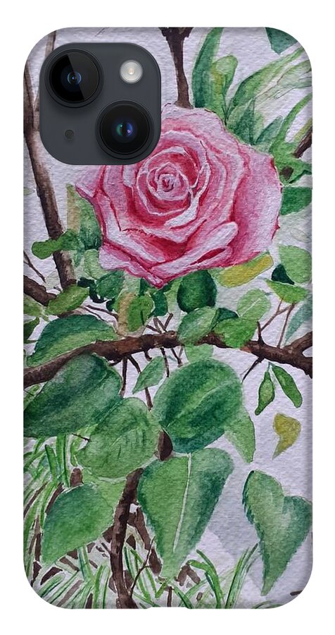 Rose iPhone 14 Case featuring the painting Rose bush by Carolina Prieto Moreno