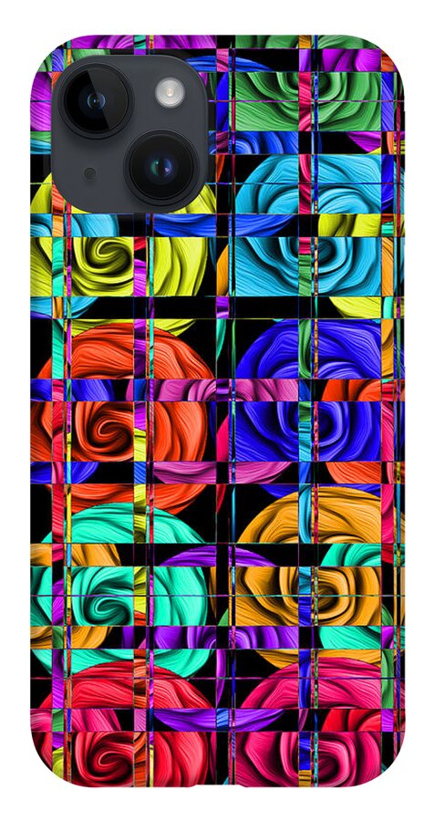 Abstract iPhone 14 Case featuring the digital art Rose Trellis Abstract by Ronald Mills