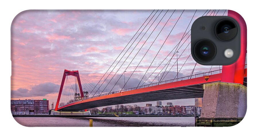 Rotterdam iPhone 14 Case featuring the photograph Rotterdam, Willems Bridge at sunrise by Frans Blok