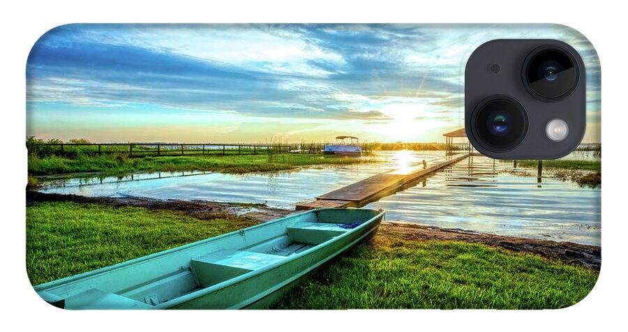 Docks iPhone 14 Case featuring the photograph Rowboat at the Water's Edge by Debra and Dave Vanderlaan
