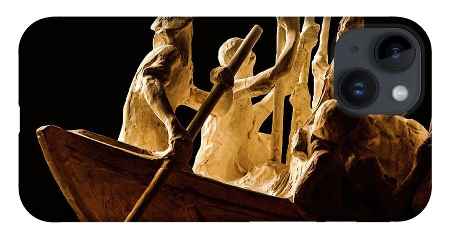 Rowing Boat Sculpture Figurine Sepia iPhone Case featuring the photograph Rowing Sculpture1 by John Linnemeyer
