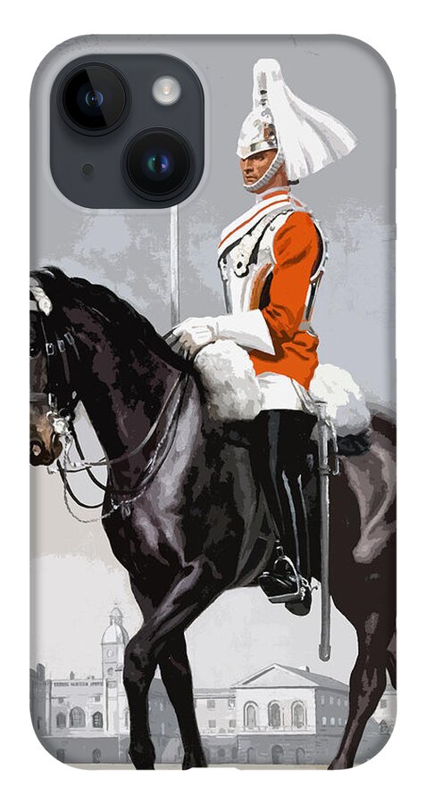 Horse Guards iPhone 14 Case featuring the mixed media Royal Life Guard by Pennie McCracken