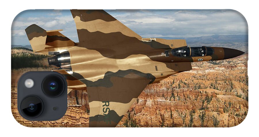 Eagle iPhone 14 Case featuring the digital art RSAF F-15 Eagle by Custom Aviation Art