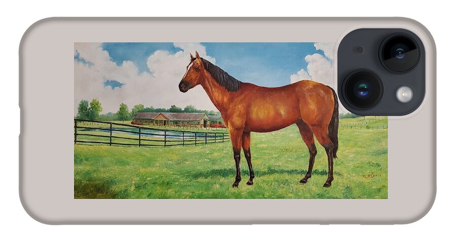 Kentucky Kentucky Derby Equestrian Horse Horseracing Derby Thoroughbred Racing Art Artwork Artist Oil Painting  iPhone Case featuring the painting Run for the Roses by ML McCormick