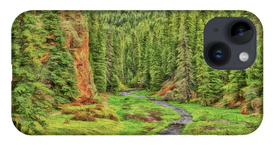 Nature iPhone 14 Case featuring the photograph Runoff Through the Rocks-Digital Art by Steve Templeton