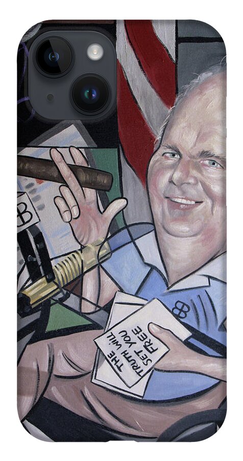 Rush Limbaugh iPhone 14 Case featuring the painting Rush Limbough, Talent On Loan From God by Anthony Falbo