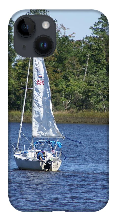  iPhone 14 Case featuring the photograph Sailing on the Brunswick River by Heather E Harman