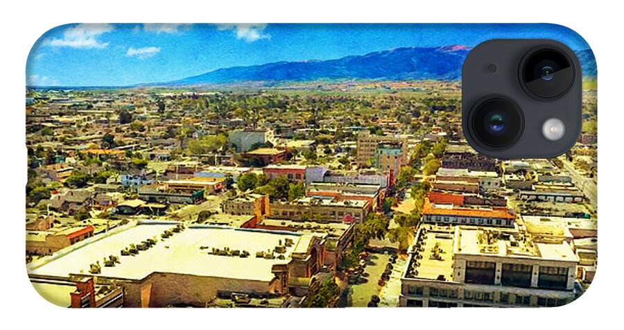 Salinas iPhone 14 Case featuring the digital art Skyline of downtown Salinas, California - digital painting by Nicko Prints