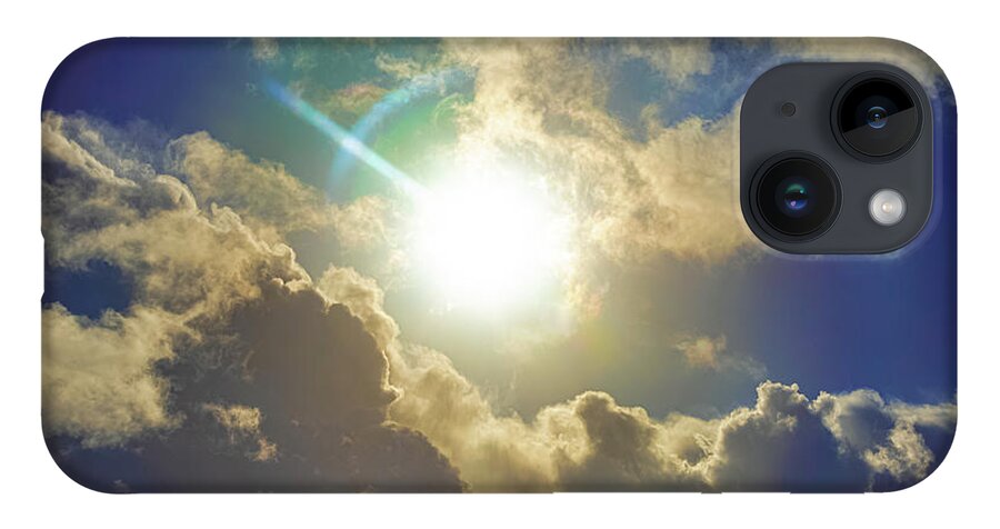 Clouds iPhone 14 Case featuring the photograph San Diego Clouds With SunFlare by Phyllis Spoor