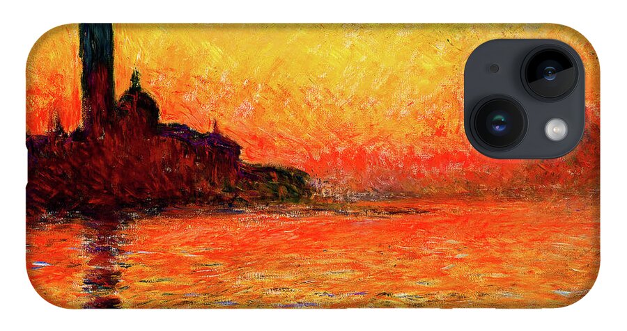 San Giorgio Maggiore At Dusk iPhone Case featuring the digital art San Giorgio Maggiore at Dusk by Claude Monet - digital enhancement by Nicko Prints