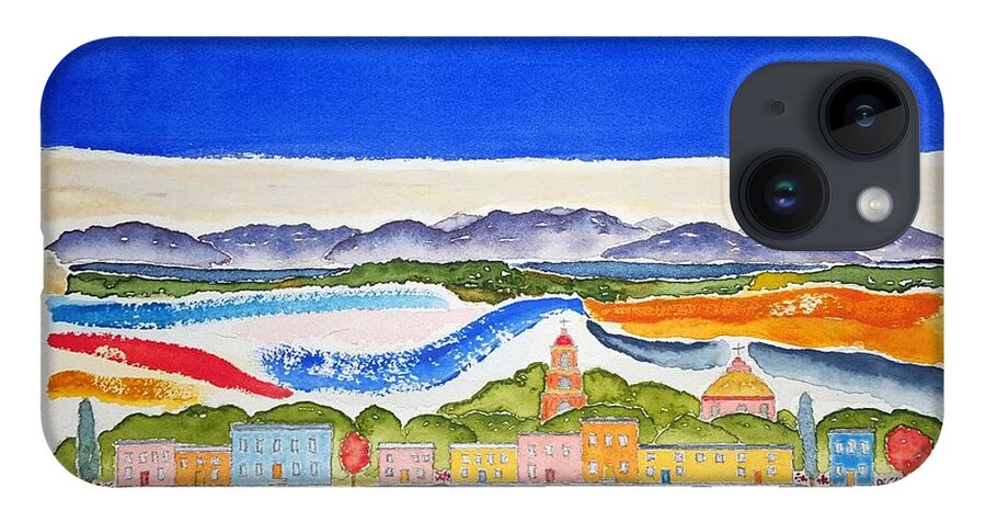Watercolor iPhone 14 Case featuring the painting San Miguel de Allende by John Klobucher