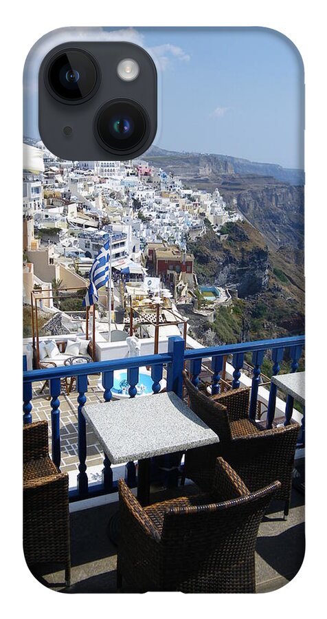 Cafe iPhone 14 Case featuring the photograph Santorini cafe by Lisa Mutch
