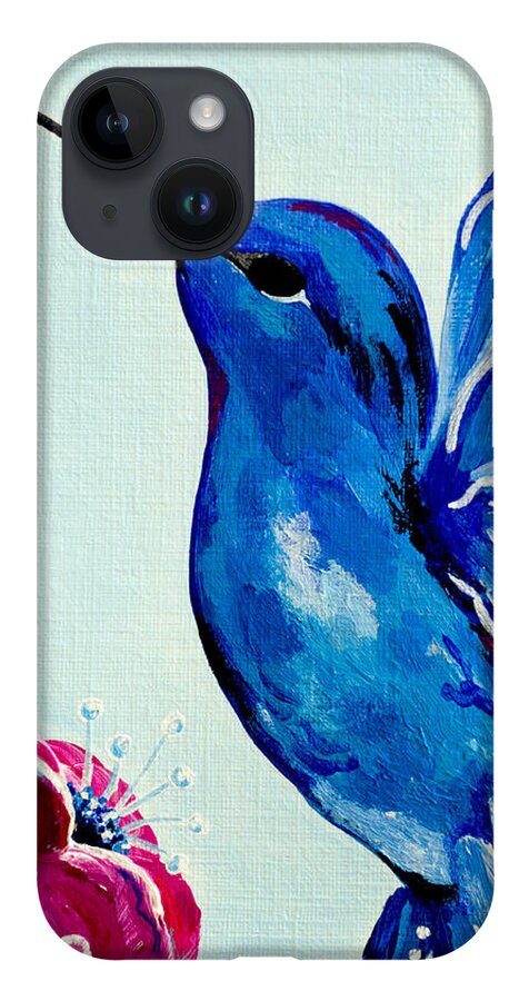 Bird iPhone 14 Case featuring the painting Sapphire Hummingbird by Beth Ann Scott