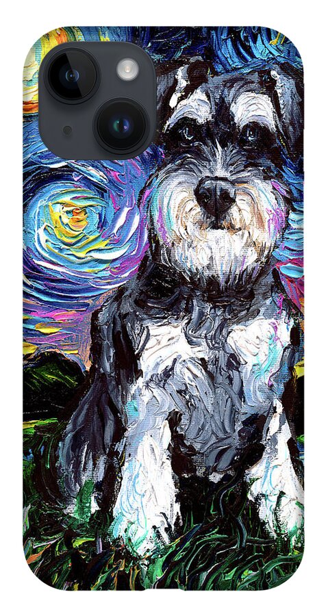 Schnauzer iPhone Case featuring the painting Schnauzer Night by Aja Trier