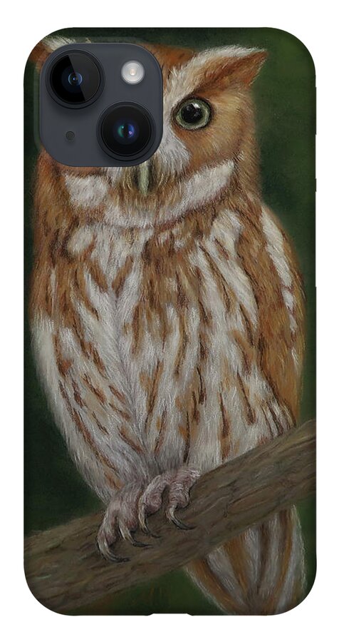 Bird Art iPhone 14 Case featuring the painting Screech Owl by Monica Burnette