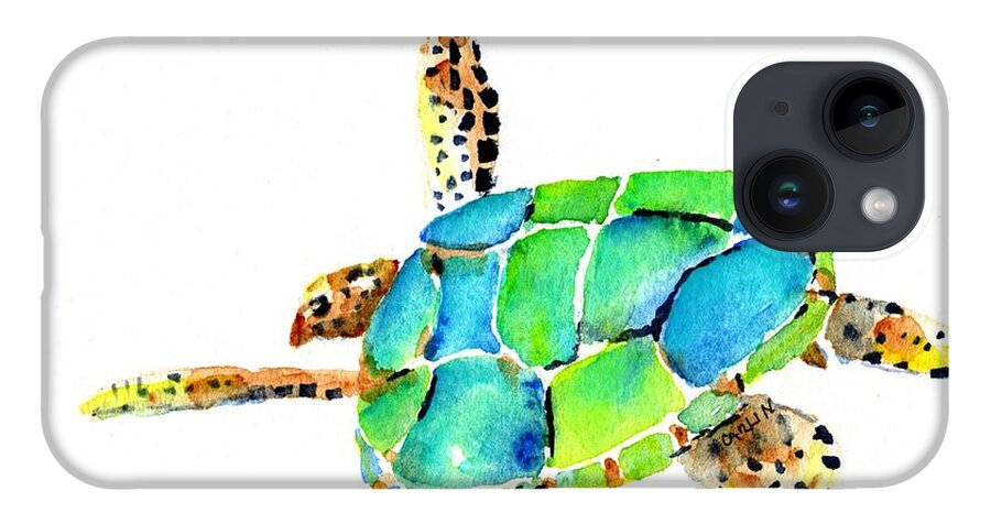 Turtle iPhone Case featuring the painting Sea Turtle by Carlin Blahnik CarlinArtWatercolor
