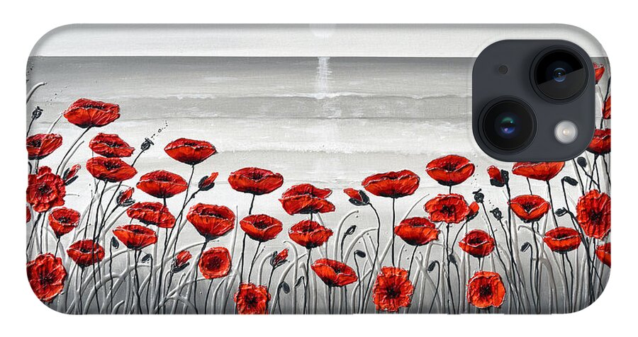Red Poppies iPhone 14 Case featuring the painting Sea with Red Poppies by Amanda Dagg