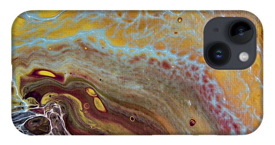 Abstract iPhone 14 Case featuring the painting Seafoam Abstract 1 by Jani Freimann