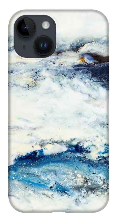 Abstract iPhone 14 Case featuring the digital art Seaside Series III - Colorful Abstract Contemporary Acrylic Painting by Sambel Pedes
