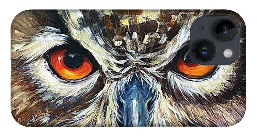 Owl iPhone 14 Case featuring the painting Shawn by Arti Chauhan