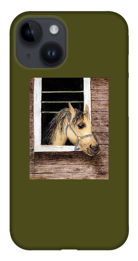 Canadian Sher Nasser Artist Painter iPhone 14 Case featuring the painting Sherazad the Horse Watercolor Art by Sher Nasser