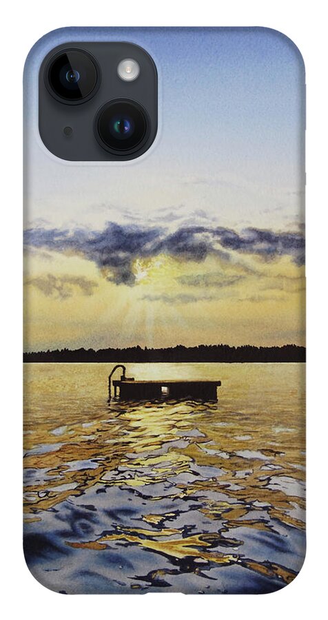 Landscape iPhone 14 Case featuring the painting Shining Waters by Karen Richardson