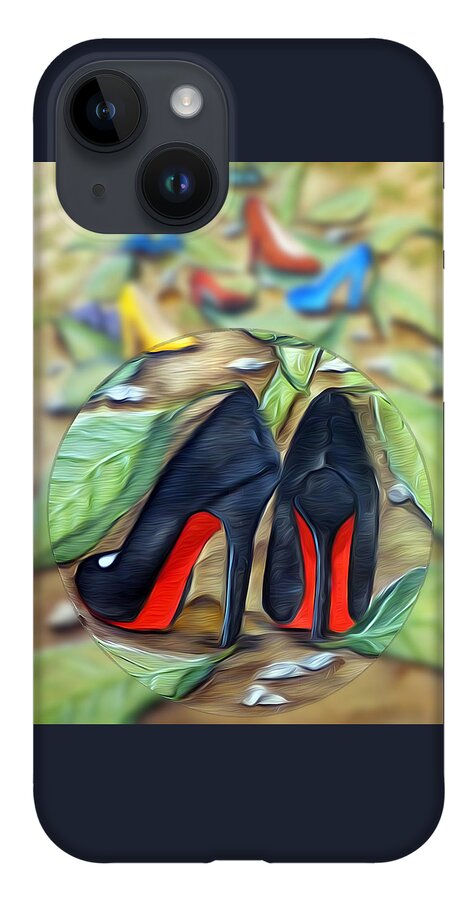 Digital iPhone 14 Case featuring the mixed media Shoe Garden by Ronald Mills