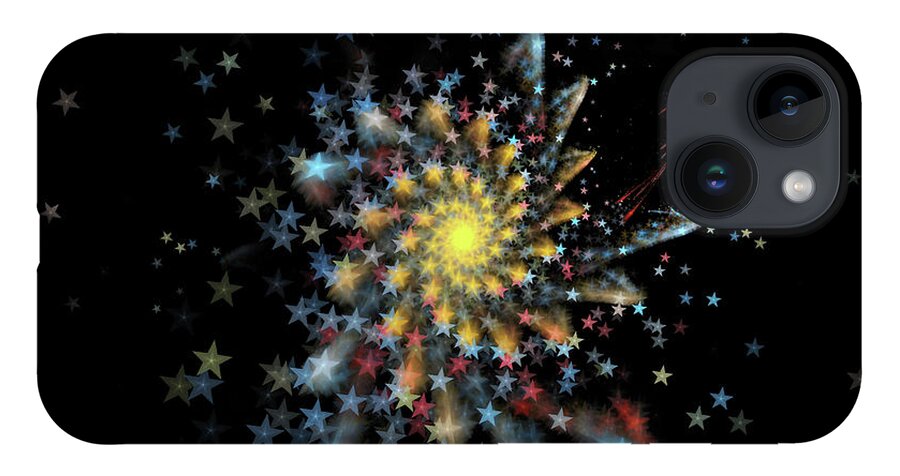 Abstract iPhone 14 Case featuring the digital art Shooting Stars by Manpreet Sokhi