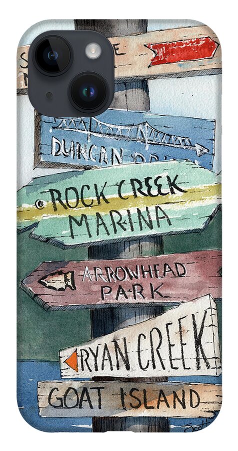 Watercolor iPhone 14 Case featuring the painting Sign Post #3 by Scott Brown