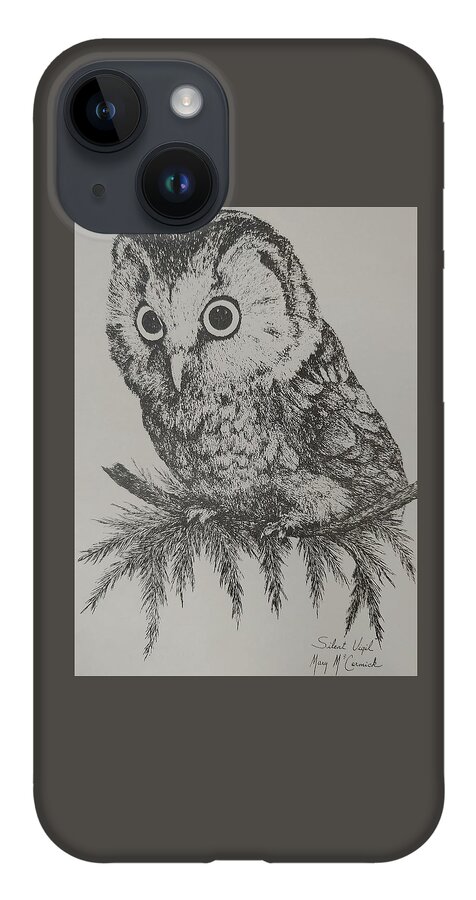 Owl iPhone 14 Case featuring the painting Silent Vigil by ML McCormick