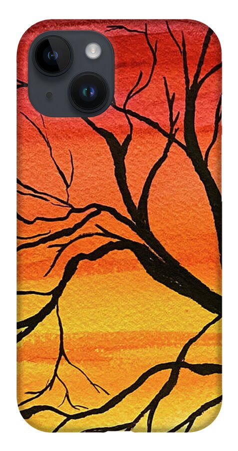 Tree iPhone 14 Case featuring the mixed media Silhouette by Lisa Neuman