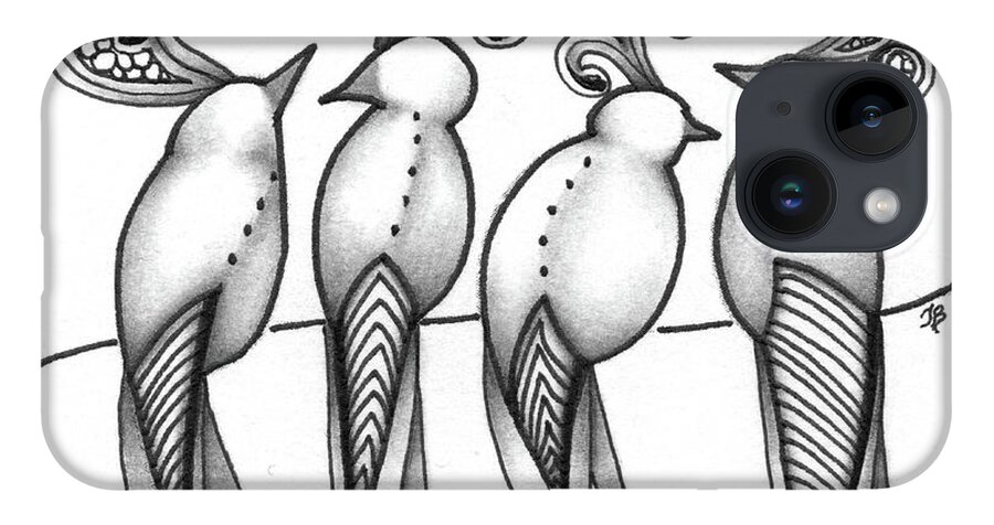 Birds iPhone Case featuring the drawing Singin' in the Rain by Jan Steinle