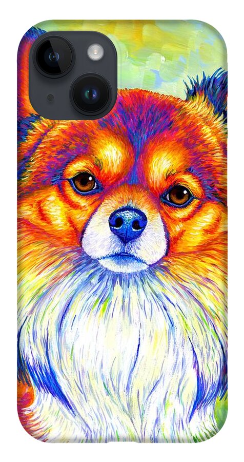 Chihuahua iPhone Case featuring the painting Small and Sassy - Colorful Rainbow Chihuahua Dog by Rebecca Wang