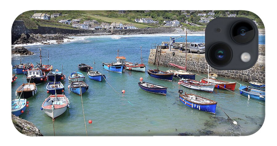 Coverack iPhone 14 Case featuring the photograph The small harbour Coverack, Cornwall. by Tony Mills