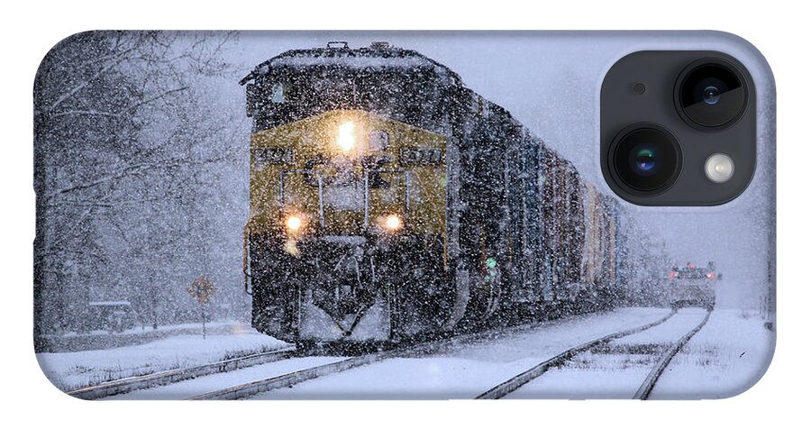 Snow And Trains iPhone 14 Case featuring the photograph Snow and Steel by Rick Lipscomb