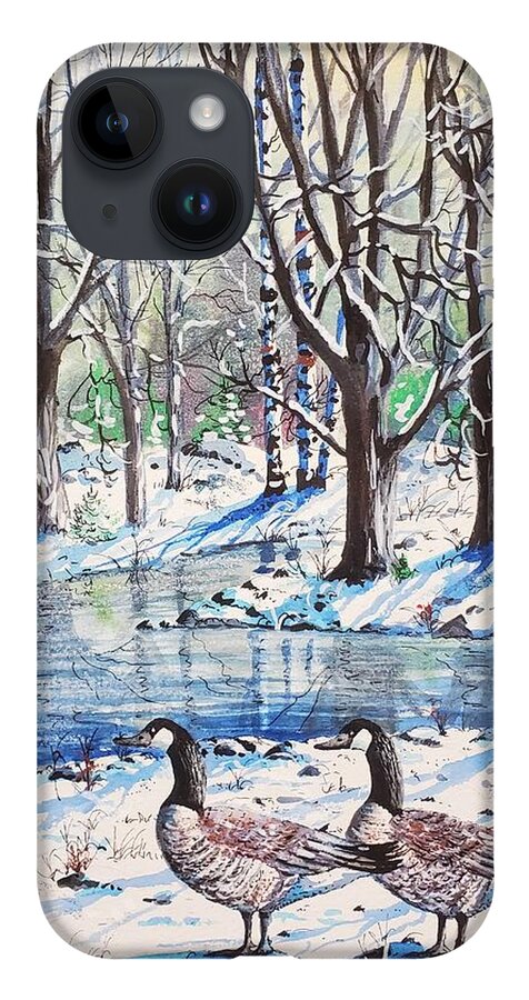Snow iPhone Case featuring the painting Snow Reflections by Diane Phalen