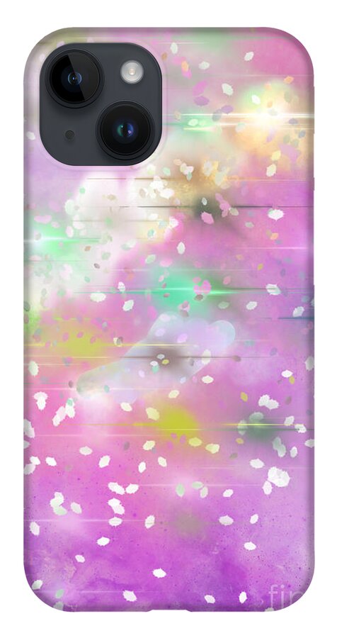 Pink Sky iPhone 14 Case featuring the digital art Snowy Pink Sky #1 by Zotshee Zotshee
