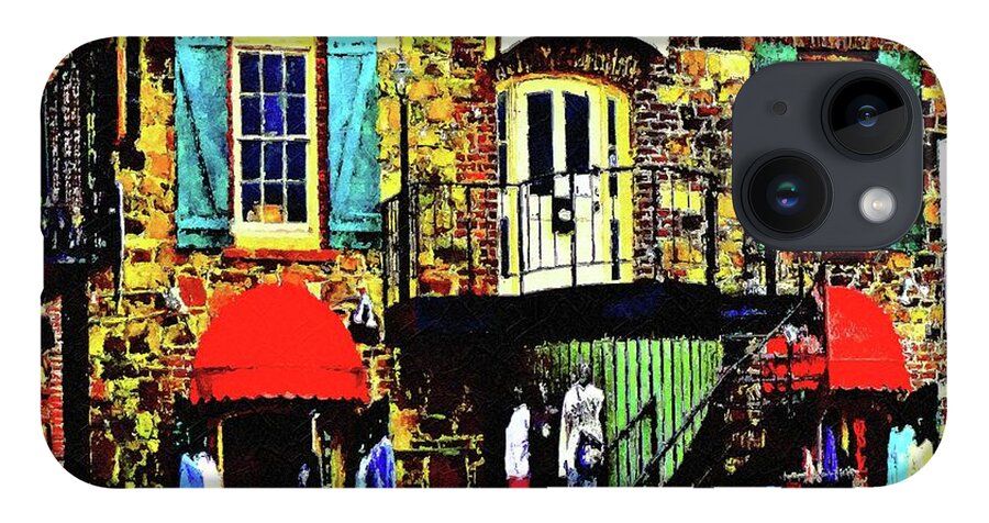 Digital Photography iPhone 14 Case featuring the photograph Social Distance Shopping on River Street  by Aberjhani