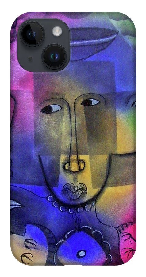 Abstract iPhone 14 Case featuring the painting Song Of Songs by Winston Saoli 1950-1995