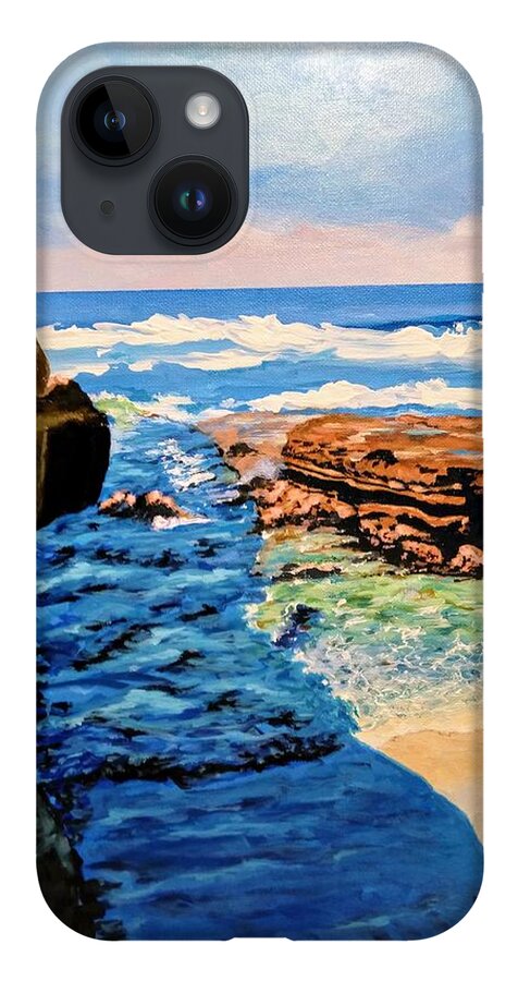 Coastal Beauty iPhone 14 Case featuring the painting Southern california by Ray Khalife