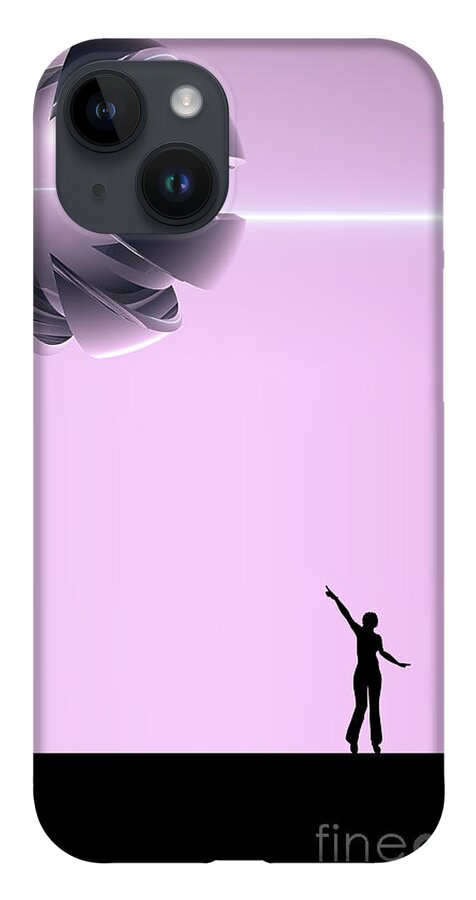 Ufo iPhone 14 Case featuring the digital art Spaceship In The Sky by Phil Perkins