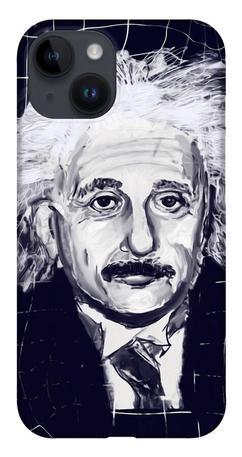 Albert Einstein iPhone 14 Case featuring the digital art Spacetime Einstein by Eileen Backman