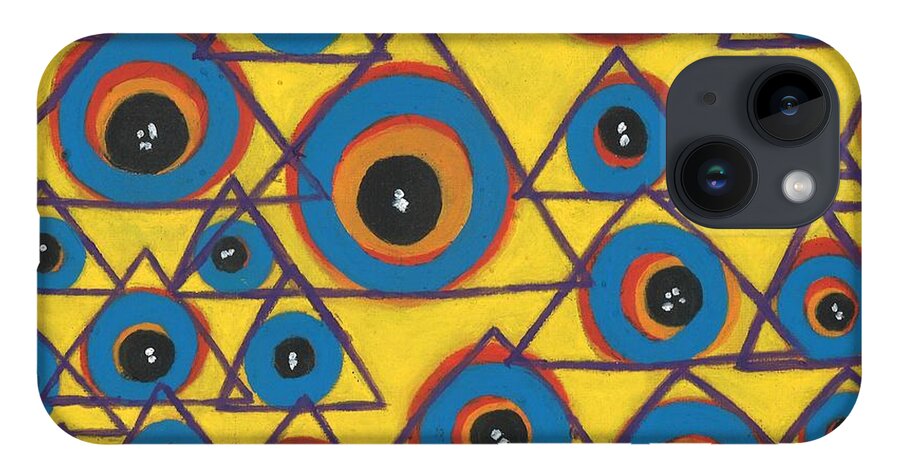 Yellow iPhone 14 Case featuring the painting Spirit Guides by Esoteric Gardens KN
