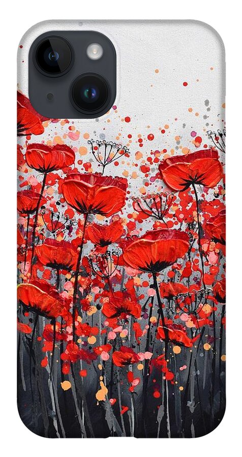 Red Poppies iPhone 14 Case featuring the painting Splendor of Poppies by Amanda Dagg