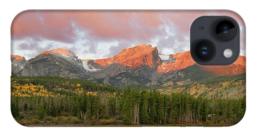 Panorama iPhone Case featuring the photograph Sprague Lake Autumn Sunrise Panorama by Aaron Spong