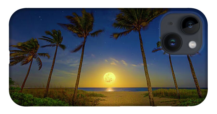 Moon iPhone 14 Case featuring the photograph Spring Equinox Moon at Fort Lauderdale Beach by Mark Andrew Thomas