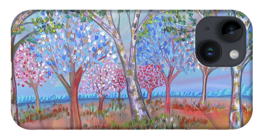 Landscape Trees Spring Birch Colourful Ontario Canada Lobby Office Abstract Realism iPhone 14 Case featuring the painting Spring Is In The Air by Bradley Boug