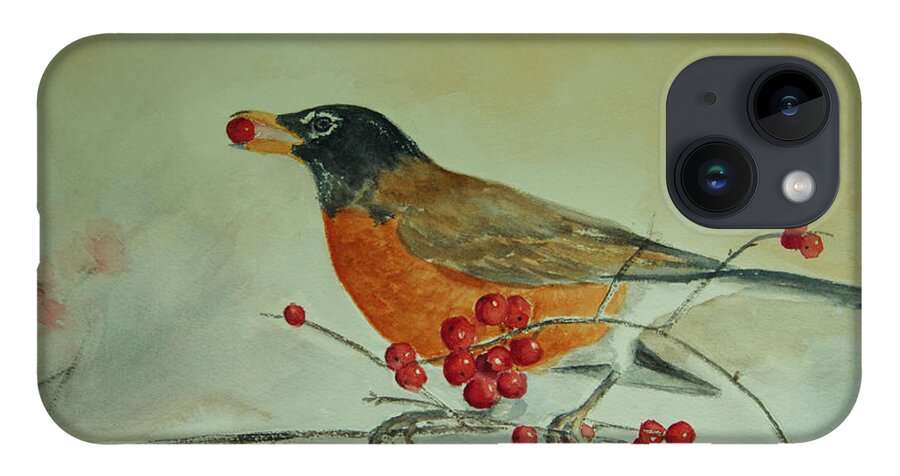 Bird iPhone 14 Case featuring the painting Spring Robin by Jeanette French