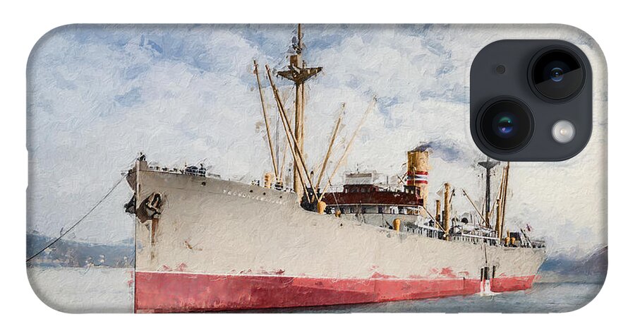 Steamer iPhone 14 Case featuring the digital art S.S. Trondhjemsfjord 1911 by Geir Rosset